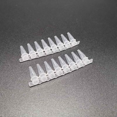 0.2mL PCRの8ストリップの管の衛生検査隊の消耗品の明確で高い管カバー無し